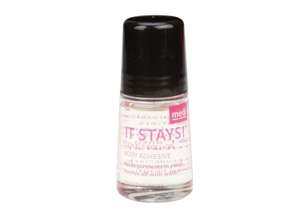 It Stays Roll-On Body Adhesive Glue Applicator for Compression Socks, Stockings, Costumes, Clothing - Made in USA Mask Glue - 2 fl oz Clear