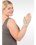 Juzo gauntlet-style lymphedema compression wrap for the hand