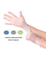 Medical Examination Gloves - Vinyl - Large size (5 Pairs)